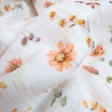 Mussola di Cotone Doppia Garza H 140 cm - FIORI COLORATI/LATTE