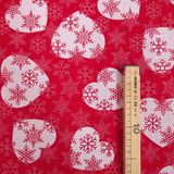 Tessuto Arredo Gobelin H 280 cm - CUORI E FIOCCHI DI NEVE/ROSSO