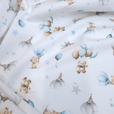 Piquet millerighe con stampa digitale H 150 cm - ORSETTI TRA STELLE E PALLONCINI/AZZURRO