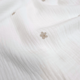 Mussola di Cotone Doppia Garza H 140 cm - FIORELLINI TORTORA/LATTE