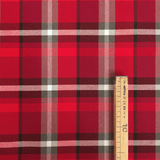 Tessuto Arredo M. Cotone H 280 cm - QUADRO ROSSO/GRIGIO