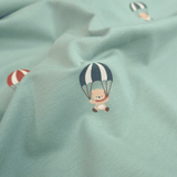 Jersey di Cotone H 150 cm - ORSETTI IN MONGOLFIERA/ACQUA MARINA