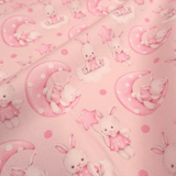 Piquet millerighe con stampa digitale H 150 cm - CONIGLIETTE IN CIELO/ROSA