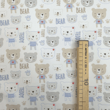 Piquet millerighe con stampa digitale H 150 cm - TEDDY BEAR/AZZURRO