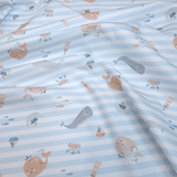 Piquet millerighe con stampa digitale H 150 cm - AVVENTURE MARINE/RIGHE AZZURRE