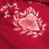 Cotone Fondo Panama "Effetto Lino" H 160 cm - LINEA CUORE/ROSSO SCURO