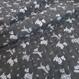 Trapuntato in misto cotone H 140 cm - CANI/GRIGIO SCURO