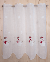 Tenda a vetro ricamata - PUPAZZO DI NEVE