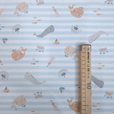 Piquet millerighe con stampa digitale H 150 cm - AVVENTURE MARINE/RIGHE AZZURRE