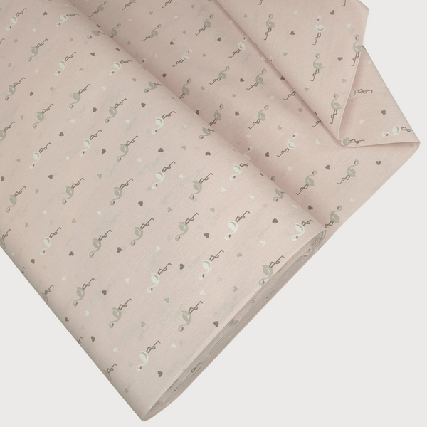 Cotone Percallino "Collezione Baby Flamingo" H 290 cm - FENICOTTERI FONDO ROSA