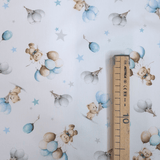 Piquet millerighe con stampa digitale H 150 cm - ORSETTI TRA STELLE E PALLONCINI/AZZURRO