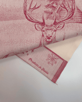 Asciugapiatti da ricamo in puro cotone - CERVI BORDEAUX