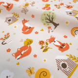 Tessuto Cotone H 140 cm - VOLPINE IN GIARDINO