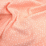 Mussola di Cotone Doppia Garza H 140 cm - SALMONE CORIANDOLI BIANCHI