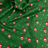Cotone Natale H 140 cm - GNOMI E NEVE DORATA/VERDE
