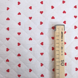 Trapuntato in tela di cotone double face H 140 cm - CUORI ROSSI E BIANCHI