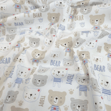 Piquet millerighe con stampa digitale H 150 cm - TEDDY BEAR/AZZURRO