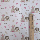 Piquet millerighe con stampa digitale H 150 cm - LEO E LA SUA TRIBU'/ROSA