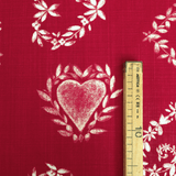 Cotone Fondo Panama "Effetto Lino" H 160 cm - LINEA CUORE/ROSSO SCURO