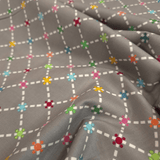 Cotone Americano H 110 cm - GEOMETRICO FIORITO/GRIGIO