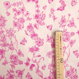 Cotone Americano H 110 cm - FIORI E FARFALLE FUCSIA/BIANCO