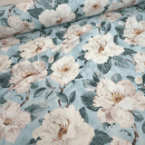Cotone Fondo Panama H 280 cm - INCANTO DI PEONIE/AZZURRO