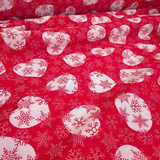 Tessuto Arredo Gobelin H 280 cm - CUORI E FIOCCHI DI NEVE/ROSSO