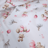 Piquet millerighe con stampa digitale H 150 cm - ORSETTI TRA STELLE E PALLONCINI/ROSA