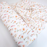 Mussola di Cotone Doppia Garza H 140 cm - FIORI COLORATI/LATTE