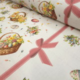 Tessuto per Tovaglie con abbassamento H 160 cm - GIARDINO DI PASQUA/FIOCCHI ROSA