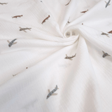 Mussola di Cotone Doppia Garza H 140 cm - AEROPLANI/LATTE