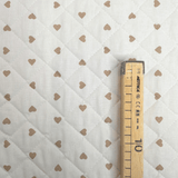 Trapuntato in tela di cotone double face H 140 cm - CUORI BEIGE E BIANCHI