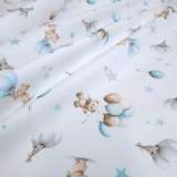 Piquet millerighe con stampa digitale H 150 cm - ORSETTI TRA STELLE E PALLONCINI/AZZURRO