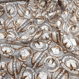 Cotone Americano H 110 cm - FIORE DEL COTONE/GRIGIO