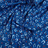 Cotone Americano H 110 cm - FERRO DI CAVALLO/BLU