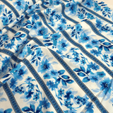 Cotone Americano H 110 cm - FASCE FLOREALI AZZURRO