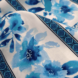 Cotone Americano H 110 cm - FASCE FLOREALI AZZURRO