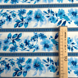 Cotone Americano H 110 cm - FASCE FLOREALI AZZURRO