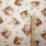 Fonds numérique Cotton Panama H 160 cm - PANIERS/BRANCHES DE PÂQUES