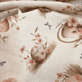 Fonds numérique Cotton Panama H 160 cm - PANIERS/BRANCHES DE PÂQUES