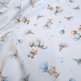 Piquet millerighe con stampa digitale H 150 cm - ORSETTI TRA STELLE E PALLONCINI/AZZURRO