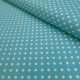 Cotone Americano H 110 cm - POIS BIANCHI/ACQUAMARINA