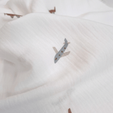 Mussola di Cotone Doppia Garza H 140 cm - AEROPLANI/LATTE