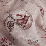 Tessuto Arredo Jacquard H 140 cm - PALLINE DI NATALE/CIPRIA con Lurex