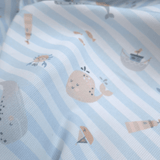 Piquet millerighe con stampa digitale H 150 cm - AVVENTURE MARINE/RIGHE AZZURRE