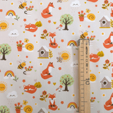 Tessuto Cotone H 140 cm - VOLPINE IN GIARDINO