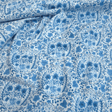 Cotone Americano H 110 cm - FIORITURA BLU/BIANCO