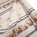 Tessuto per Tovaglie con abbassamento H 160 cm - PASQUA FIORITA/FIOCCHI BLU