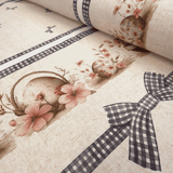 Tessuto per Tovaglie con abbassamento H 160 cm - PASQUA FIORITA/FIOCCHI BLU