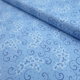 Cotone Americano H 110 cm - FIORELLINI E SPIRALI/AZZURRO